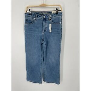 Tommy Bahama Cropped Jeans Womens 8 Blue Denim Stretch High Rise Wide Leg NWT